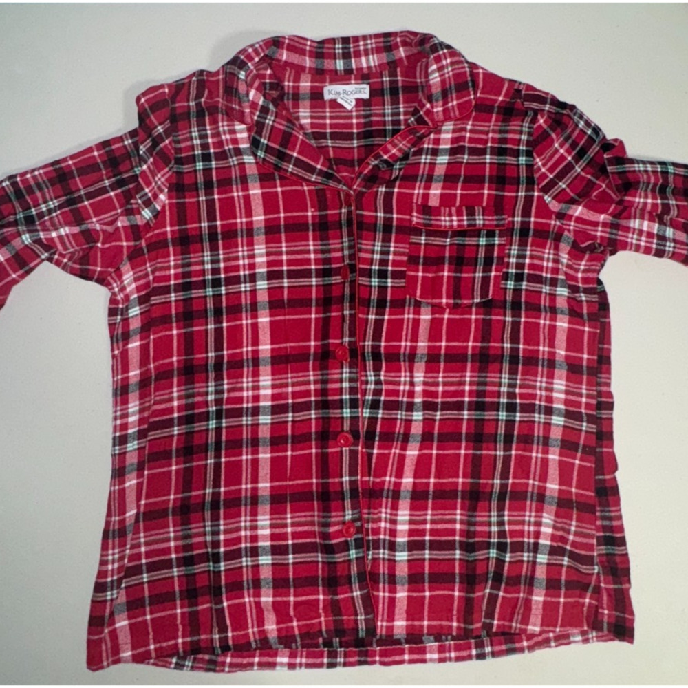 Kim‎ Rogers Womens L Pajama Set Plaid Holiday Intimates Sleepwear Warm Cozy Soft - Picture 2 of 12